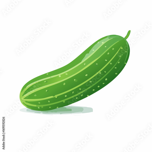 Vector cucumber, horizontal layout, clean green, flat vector style, isolated