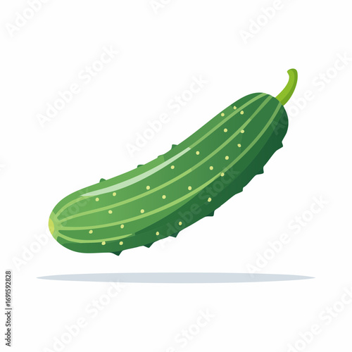 Vector cucumber, horizontal layout, clean green, flat vector style, isolated