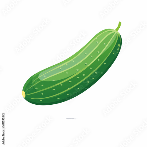 Vector cucumber, horizontal layout, clean green, flat vector style, isolated