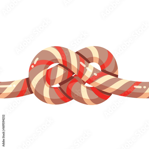 Thick nautical ropes tied in a secure square knot, representing the rigging of a ship for a Columbus Day voyage.