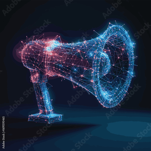 Digital marketing low poly wireframe illustration
