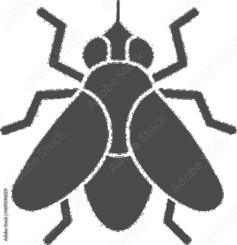 Simple fly icon for pest control or nature designs, a minimalist insect illustration perfect for entomology