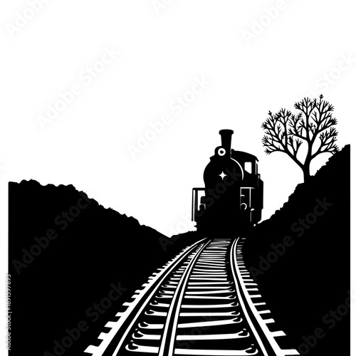 train on the railway, train, railway, rail, railroad, track, transportation, tracks, travel, rails, transport, steel, sky, road, iron, metal, locomotive, old, landscape, perspective, distance, line, s