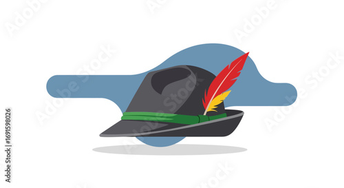 Tricorne Hat with Feather A Stylish and Traditional Headwear Accessory for Cultural Events and Festive Gatherings, Evoking a Sense of Heritage and Charm