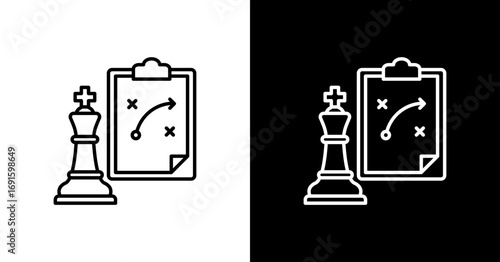 Strategic Planning White Icon Set Design