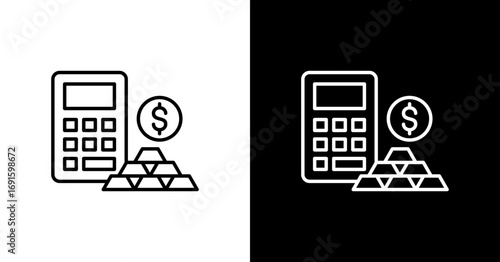 Budget Planning White Icon Set Design