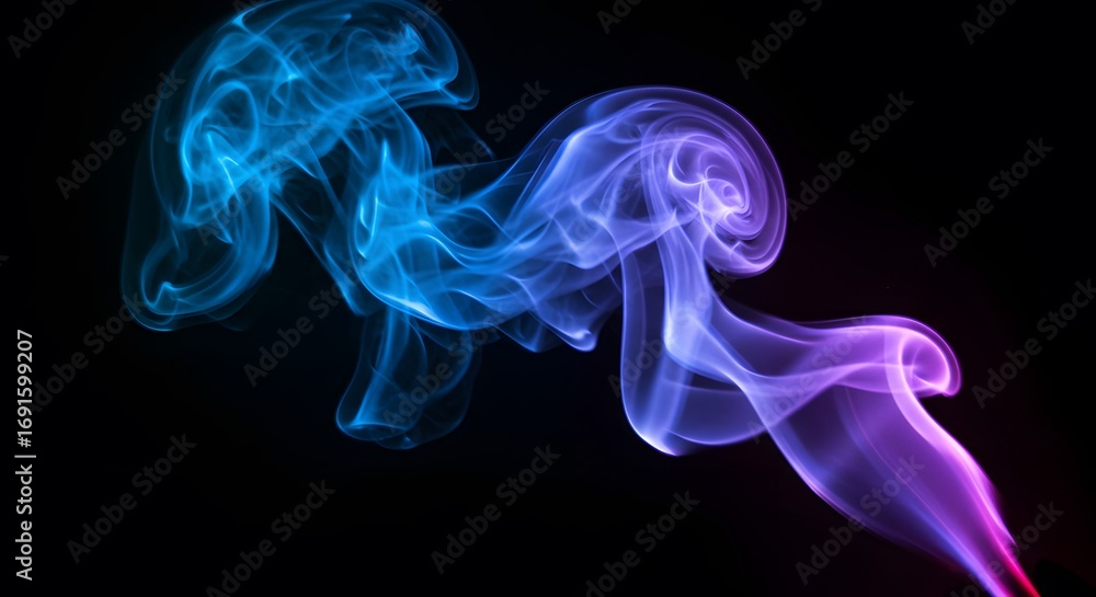 custom made wallpaper toronto digitalAbstract Smoke Swirling Blue and Purple on Black Background