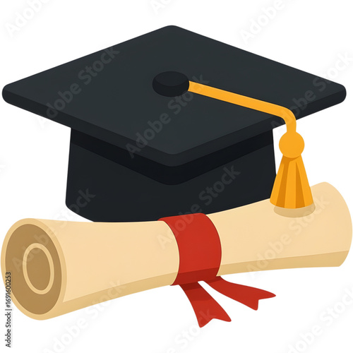 Graduation Cap and Diploma Scroll