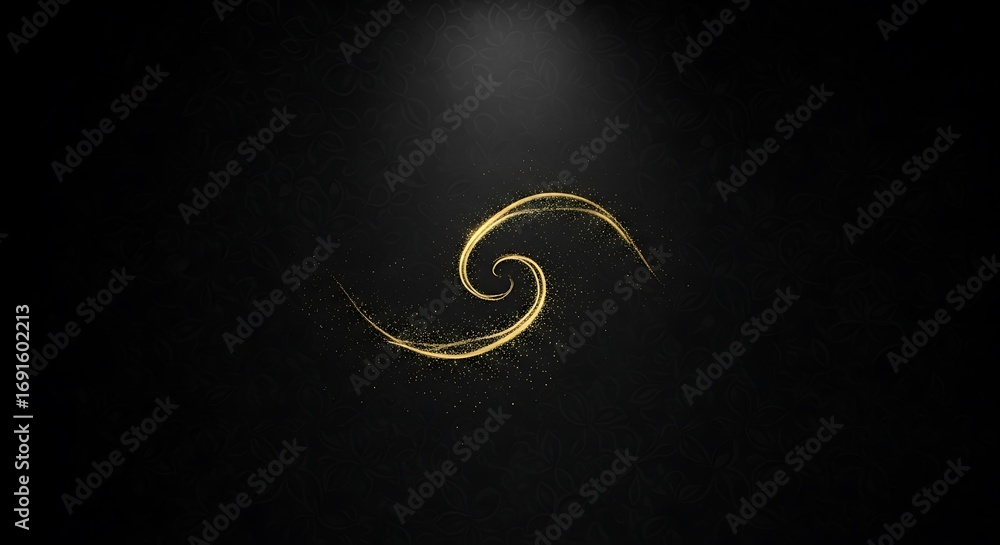 Obraz premium Elegant Golden Swirl on Black Background.