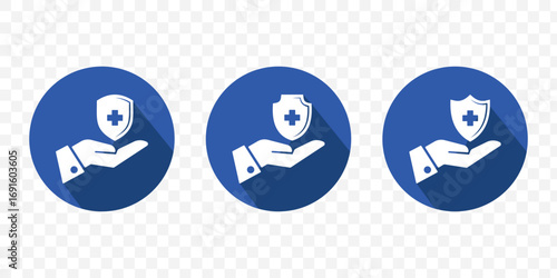 Insurance Shield in Hand Medical Icons, medical insurance icon, health insurance hand icon, health protection icon