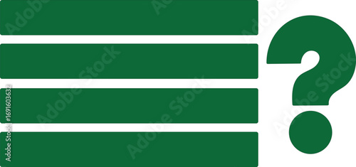 Green question mark beside horizontal lines symbolizing inquiry