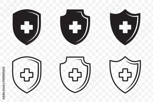 Medical shield icon. Medical Health Protection Shield Icon Sets, health protection icon, virus protection shield, immune defense icon. Eps 10.