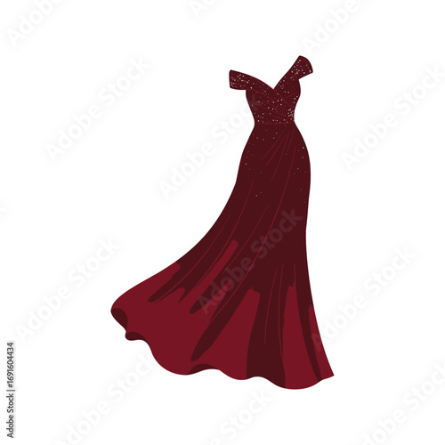 Elegant Maroon Long Prom Dress OffShoulder Embellished Flowing Gown Formal Evening Wear Special Occasion