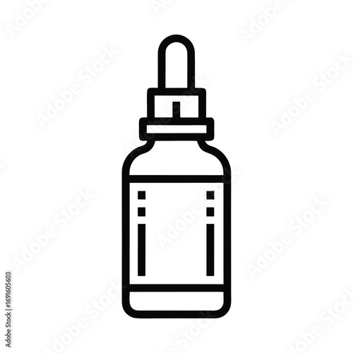 Skin care serum outline vector icon. Serum bottle cosmetics item.