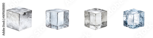 Wallpaper Mural Ice Cubes Isolated on White - Realistic Detail Set Torontodigital.ca