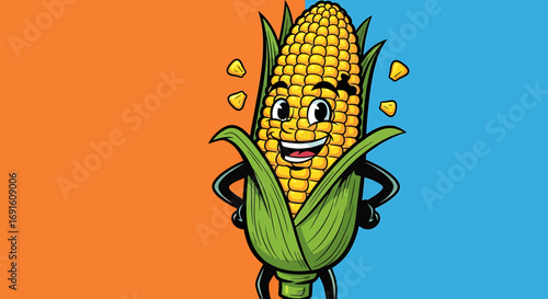 Happy Corn Cartoon Character Illustration Vector Graphic