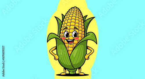 Happy Corn Cartoon Character Illustration Stock Photo