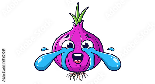 Cartoon Onion Character Crying Vector Illustration for Kids Food Blogs and More
