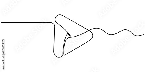 Continuous line drawing of play icon. Media, Video or music player button in linear style. One line drawing, Line art of pause button. Play icon in continuous line drawing style. pro vector