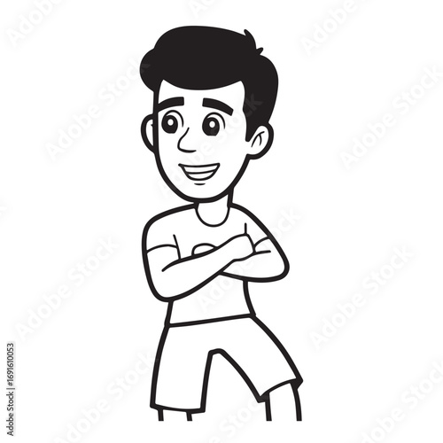 Handsome Man Black and White Illustration Vector Image Male Portrait Fashion Sketch Line Art Design	