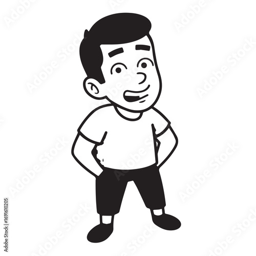 Handsome Man Black and White Illustration Vector Image Male Portrait Fashion Sketch Line Art Design	