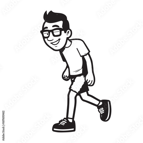 Handsome Man Black and White Illustration Vector Image Male Portrait Fashion Sketch Line Art Design	