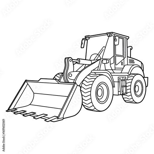 A front loader illustration vector style coloring page