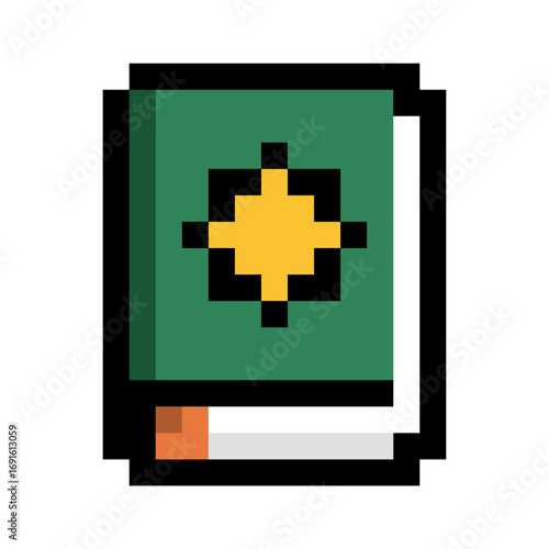Holy Quran book in pixel art style