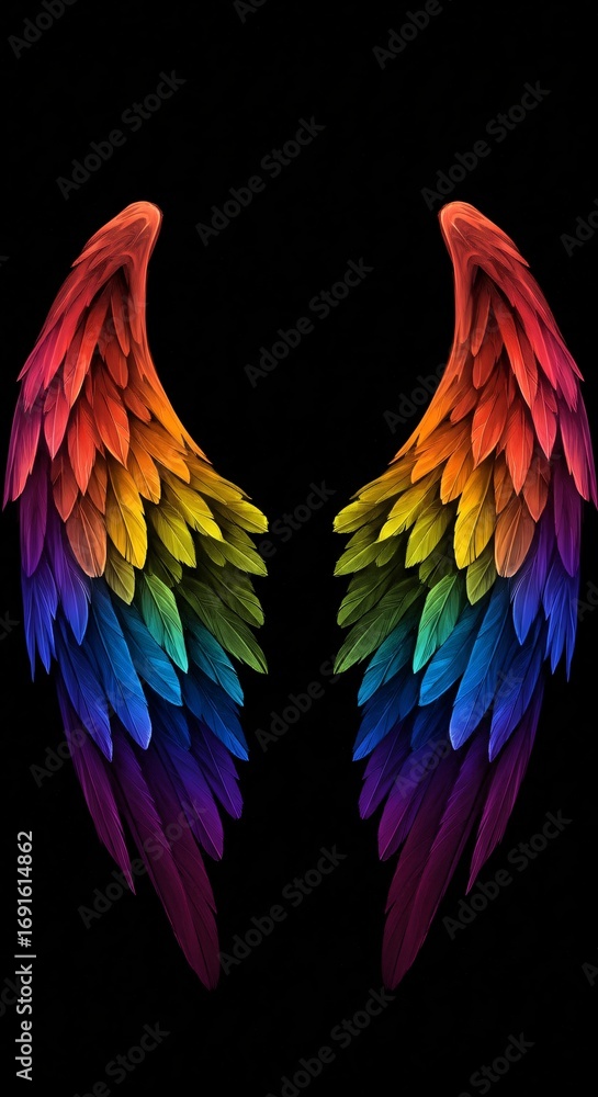 Fototapeta premium Celestial Wings Abstract – Angelic Rainbow