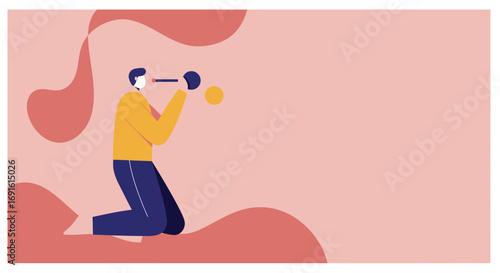Person with face mask looking through a spyglass, searching for new opportunities or future vision. Concept of business foresight, discovery, and planning in challenging times.