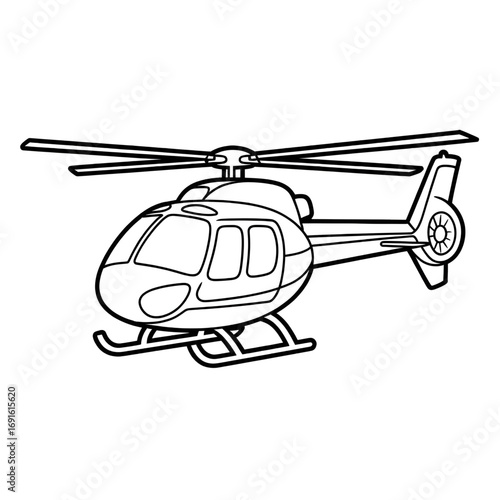A helicopter illustration vector style coloring page