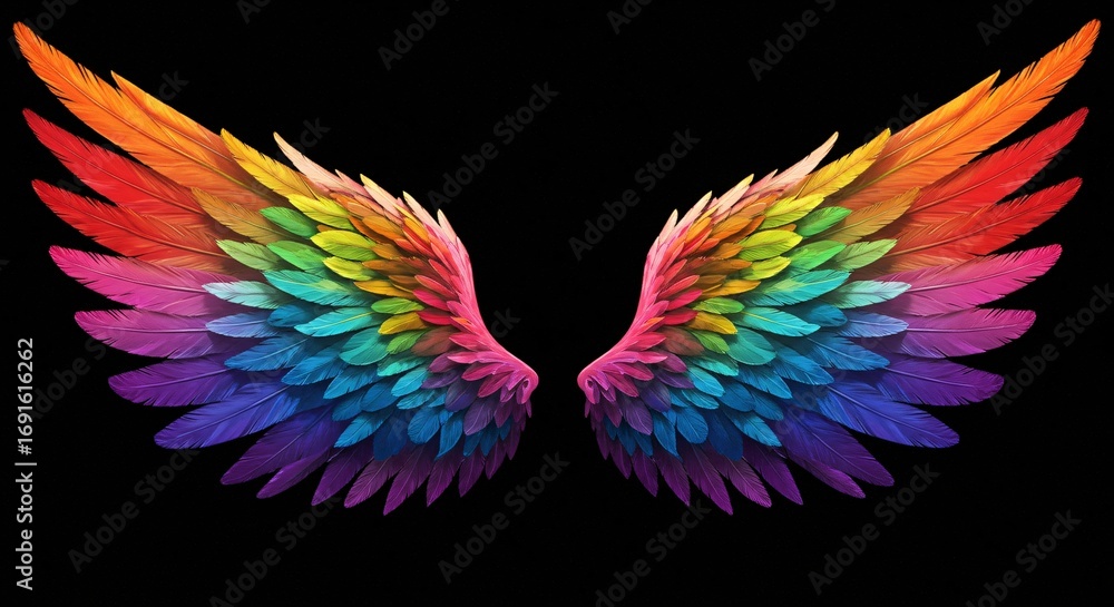 Fototapeta premium Ethereal Wings: A Rainbow Spiritual Painting