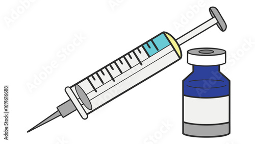 Adobe Illustrator ArtMedical syringe with vaccine vial isolated on white background illustration 
work