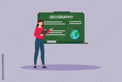 School subject geography. School Subject Concept. Colored flat vector illustration isolated