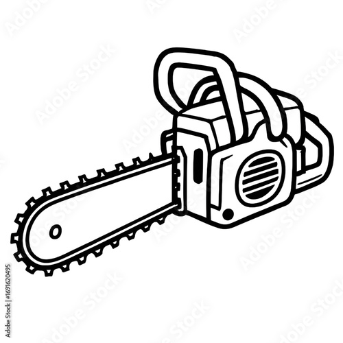 A chainsaw illustration vector style coloring page