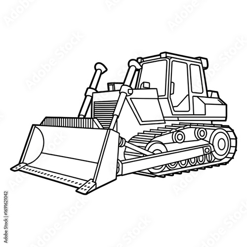 A bulldozer illustration vector style coloring page