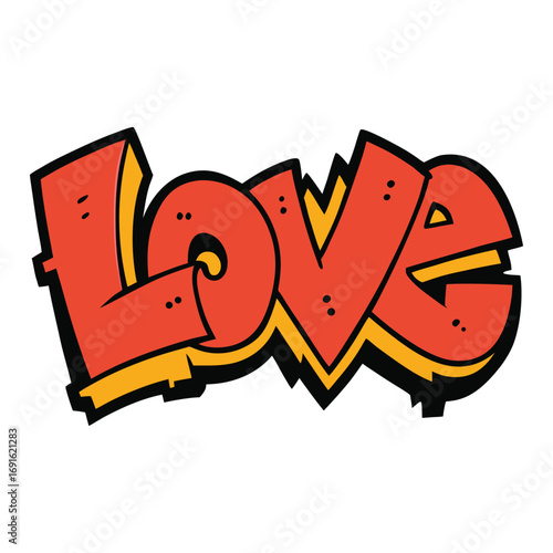 Bold and vibrant love graffiti design typography, filled with artistic street-style charm, splashes of color, and expressive strokes to spread passion and positivity.

