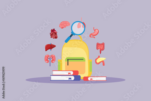 School subject biology. School Subject Concept. Colored flat vector illustration isolated