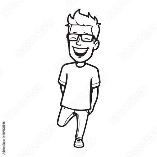 Handsome Man Black and White Illustration Vector Image Male Portrait Fashion Sketch Line Art Design	