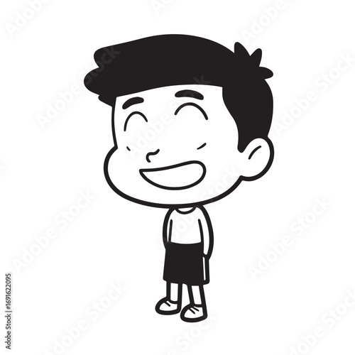 Handsome Man Black and White Illustration Vector Image Male Portrait Fashion Sketch Line Art Design	