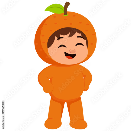 Illustration of Child in Orange Fruit Costume