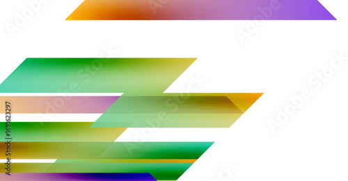 Abstract colorful rectangles overlap, creating dynamic visual composition. Gradient hues blend, offering modern aesthetic.