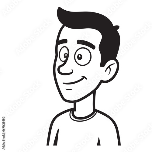 Handsome Man Black and White Illustration Vector Image Male Portrait Fashion Sketch Line Art Design	