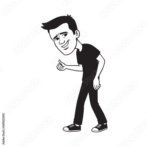 Handsome Man Black and White Illustration Vector Image Male Portrait Fashion Sketch Line Art Design	