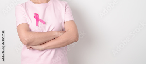 Wallpaper Mural Pink October Breast Cancer Awareness month, woman with pink Ribbon for concepts of support people life and illness. National cancer survivors month, Women Health day and February World cancer day Torontodigital.ca