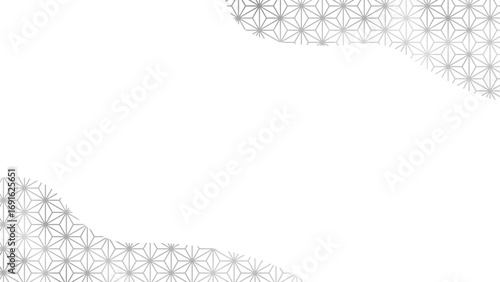 水彩風モノクロの麻の葉の流体フレーム