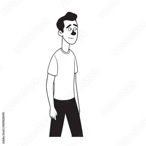 Handsome Man Black and White Illustration Vector Image Male Portrait Fashion Sketch Line Art Design	

