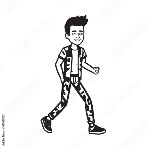 Handsome Man Black and White Illustration Vector Image Male Portrait Fashion Sketch Line Art Design	
