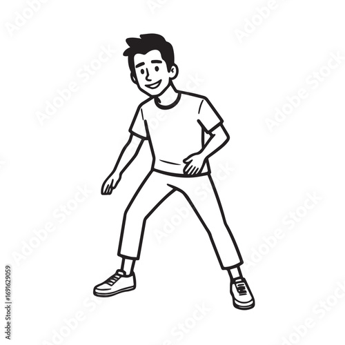 Handsome Man Black and White Illustration Vector Image Male Portrait Fashion Sketch Line Art Design	
