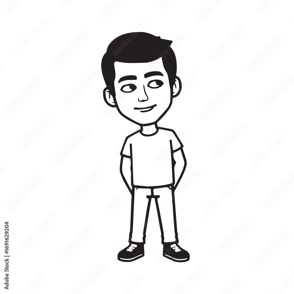 Handsome Man Black and White Illustration Vector Image Male Portrait Fashion Sketch Line Art Design	

